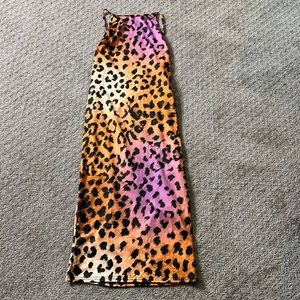 Cheetah Print maxi backlist bodycon dress